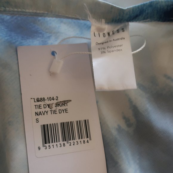 NWT Womens Lioness Off-White Blue Tie Dye Satin Midi Skirt Size S * - Picture 13 of 13